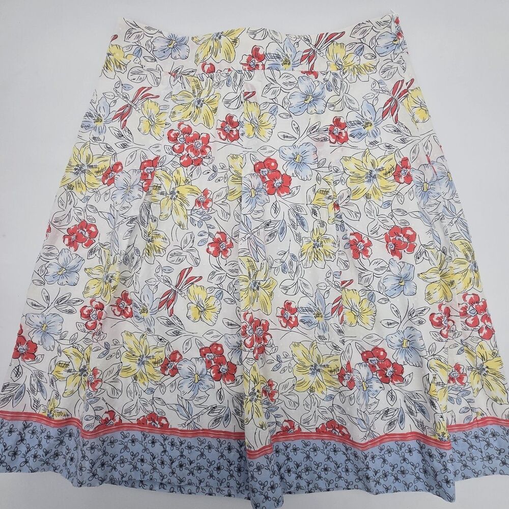 Talbots Petites Swiss Cotton Pleated Skirt Women's 8 Floral Print Dragonflies